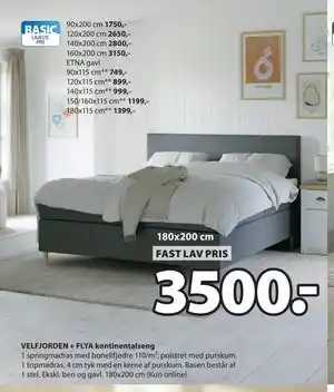 JYSK VELFJORDEN + FLYA kontinentalseng tilbud