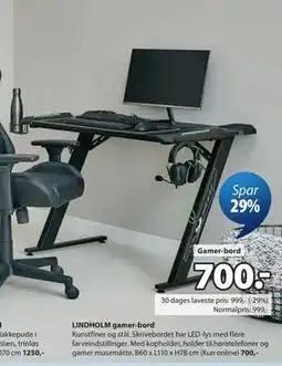 JYSK LINDHOLM gamer-bord tilbud