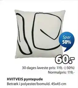 JYSK HVITVEIS pyntepude tilbud