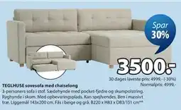 JYSK TEGLHUSE sovesofa med chaiselong tilbud