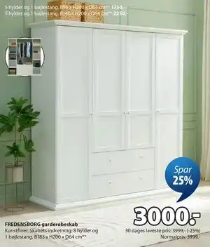 FREDENSBORG garderobeskab
