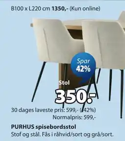 JYSK PURHUS spisebordsstol tilbud