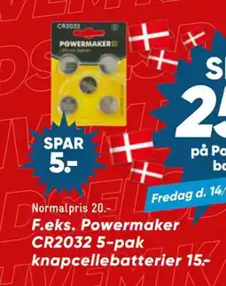 Bilka Powermaker CR2032 5-pak knapcellebatterier tilbud