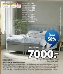JYSK SOKNA + TOSEN kontinentalseng tilbud