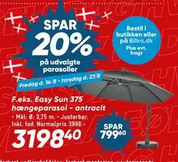 Bilka SPAR 20% på udvalgte parasoller tilbud