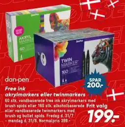 Bilka dan·pen Free ink akrylmarkers eller twinmarkers tilbud