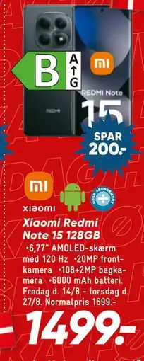 Bilka Xiaomi Redmi Note 15 128GB tilbud