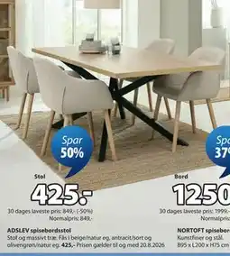JYSK ADSLEV spisebordsstol tilbud