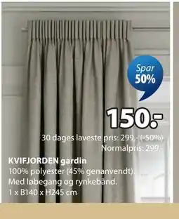 JYSK KVIFJORDEN gardin tilbud