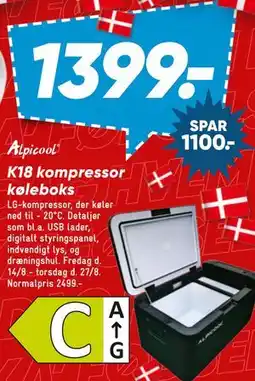 Bilka Alpicool K18 kompressor køleboks tilbud