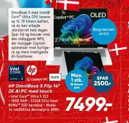 Bilka HP OmniBook 5 Flip 14” 2K AI PC med touch tilbud