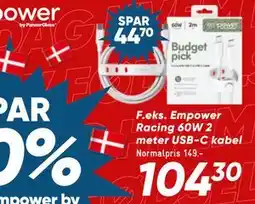 Bilka Empower Racing 60W 2 meter USB-C kabel tilbud