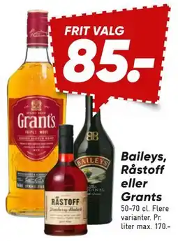 Bilka Baileys, Råstoff eller Grants tilbud