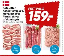 Bilka Koteletter, hakket grisekød, mørbrad eller flæsk i skiver af dansk gris tilbud