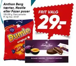 Bilka Anthon Berg tærter, Nestle eller Fazer poser tilbud
