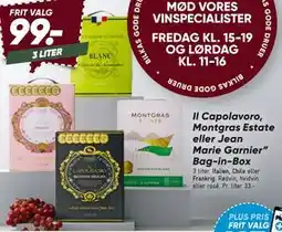 Bilka Il Capolavoro, Montgras Estate eller Jean Marie Garnier” Bag-in-Box tilbud