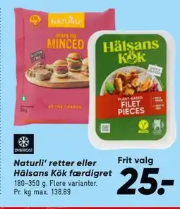 Bilka Naturli’ retter eller Hälsans Kök færdigret tilbud