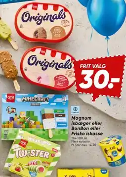 Bilka Magnum isbæger eller BonBon eller Frisko iskasse tilbud