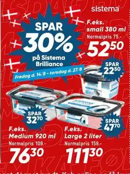Bilka Spar 30% på Sistema Brilliance tilbud