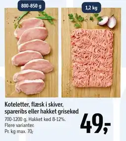 Føtex Koteletter, flæsk i skiver, spareribs eller hakket grisekød tilbud