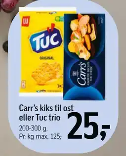 Føtex Carr’s kiks til ost eller Tuc trio tilbud