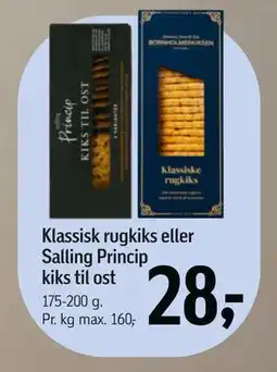 Føtex Klassisk rugkiks eller Salling Princip kiks til ost tilbud