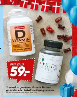 Bilka Yummylab gummies, Fitness Pharma gummies eller Lekaform Maxi/gummies tilbud