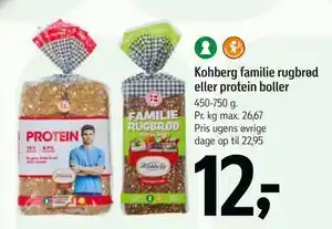 Føtex Kohberg familie rugbrød eller protein boller tilbud