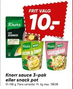Bilka Knorr sauce 3-pak eller snack pot tilbud