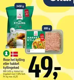 Føtex Rose hel kylling eller hakket kyllingekød tilbud