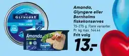 Bilka Amanda, Glyngøre eller Bornholms fiskekonserves tilbud