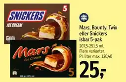 Føtex Mars, Bounty, Twix eller Snickers isbar 5-pak tilbud