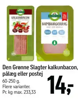 Føtex Den Grønne Slagter kalkunbacon, pålæg eller postej tilbud