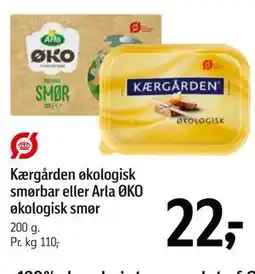 Føtex Kærgården økologisk smørbar eller Arla ØKO økologisk smør tilbud