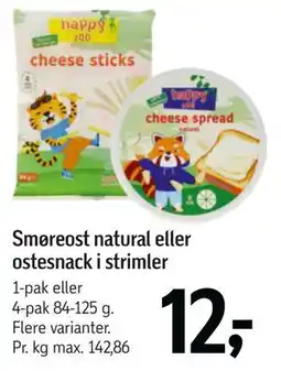 Føtex Smøreost natural eller ostesnack i strimler tilbud