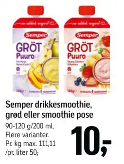 Føtex Semper drikkesmoothie, grød eller smoothie pose tilbud