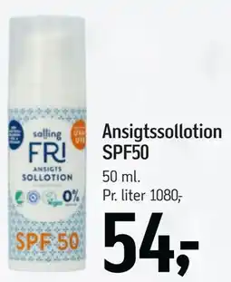 Føtex Ansigtssollotion SPF50 tilbud