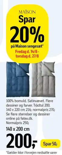 Føtex Spar 20% på Maison sengesæt tilbud