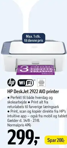 Føtex HP DeskJet 2922 AIO printer tilbud