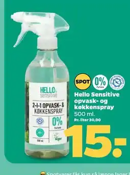 Netto Hello Sensitive opvask- og køkkenspray tilbud
