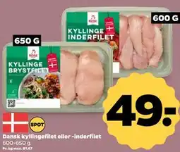 Netto Dansk kyllingefilet eller -inderfilet tilbud