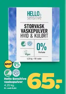 Netto Hello Sensitive vaskepulver tilbud