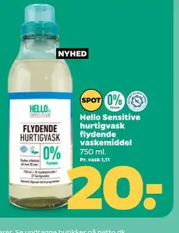 Netto Hello Sensitive hurtigvask flydende vaskemiddel tilbud