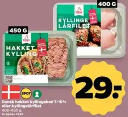 Netto Dansk hakket kyllingekød 7-10% eller kyllingelårfilet tilbud