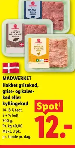 Lidl MADVÆRKET Hakket grisekød, grise- og kalvekød eller kyllingekød tilbud