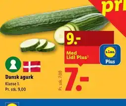 Lidl Dansk agurk tilbud