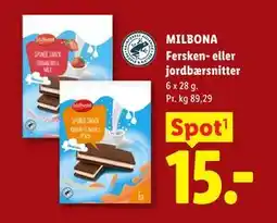 Lidl MILBONA Fersken- eller jordbærsnitter tilbud