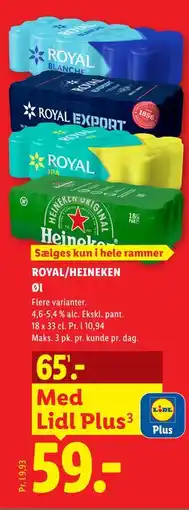 Lidl ROYAL/HEINEKEN Øl tilbud