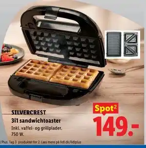 Lidl SILVERCREST 3i1 sandwichtoaster tilbud