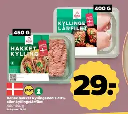 Netto Dansk hakket kyllingekød 7-10% eller kyllingelårfilet tilbud